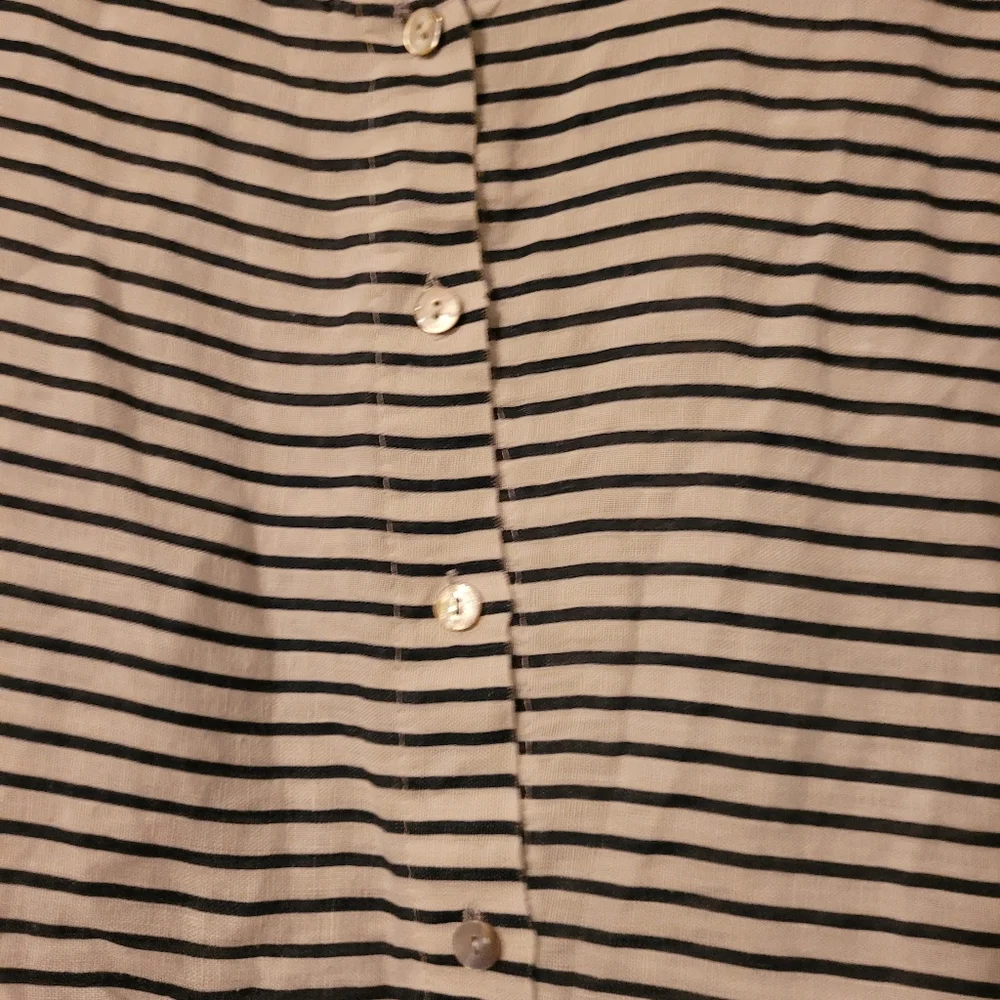 Laura Bianchi Navy White Striped Short Sleeve Dress Linen Size XS - Picture 4 of 9